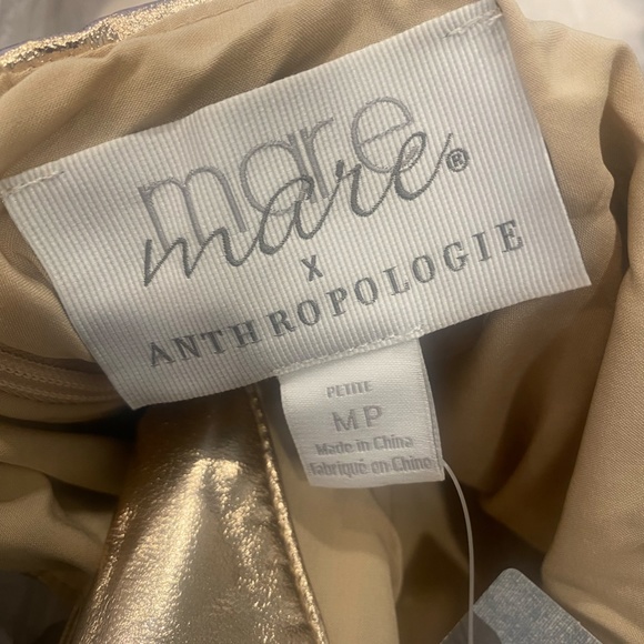 Metallic V-Neck Dress, Anthropologie, Metallic Gold, Size M - Picture 6 of 6